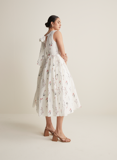Amélie Silk Linen Midi Dress