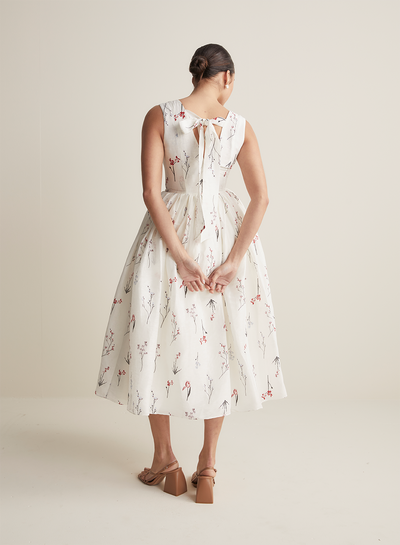 Amélie Silk Linen Midi Dress