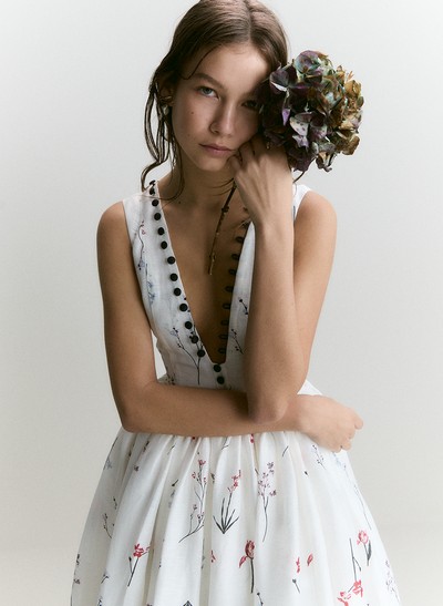 Amélie Silk Linen Midi Dress