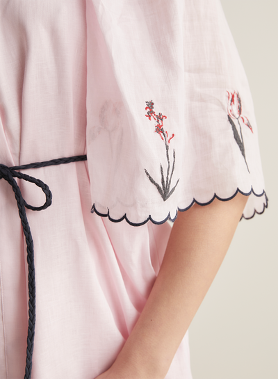 Sylvie Linen Ramie Mini Shirt Dress