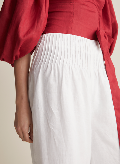 Elodie Linen Palazzo Pant | Optical White