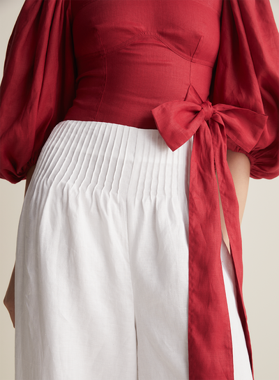 Elodie Linen Palazzo Pant | Optical White