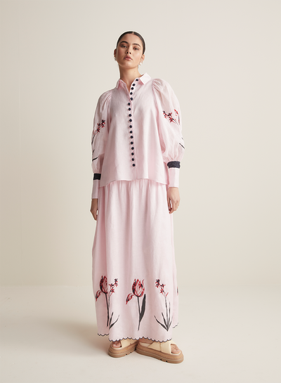 Charlotte Linen Ramie Embroidery Shirt | Blossom