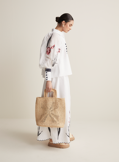Charlotte Linen Ramie Embroidery Shirt | White
