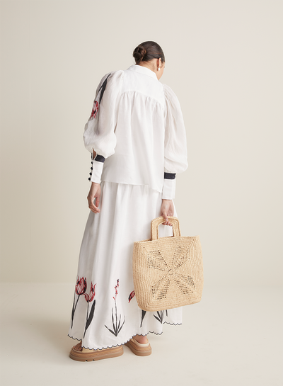 Chloe Linen Maxi Skirt | White