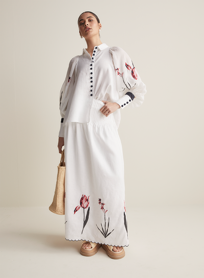 Chloe Linen Maxi Skirt | White