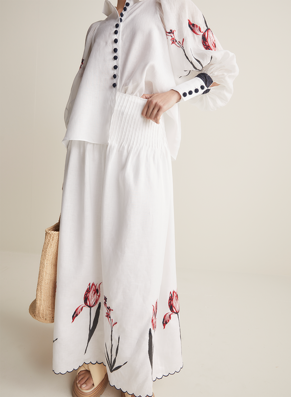 Chloe Linen Maxi Skirt | White