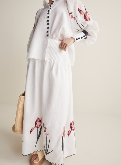 Chloe Linen Maxi Skirt | White