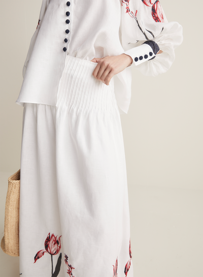 Chloe Linen Maxi Skirt | White
