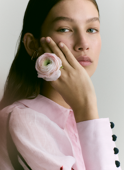 Charlotte Linen Ramie Embroidery Shirt | Blossom