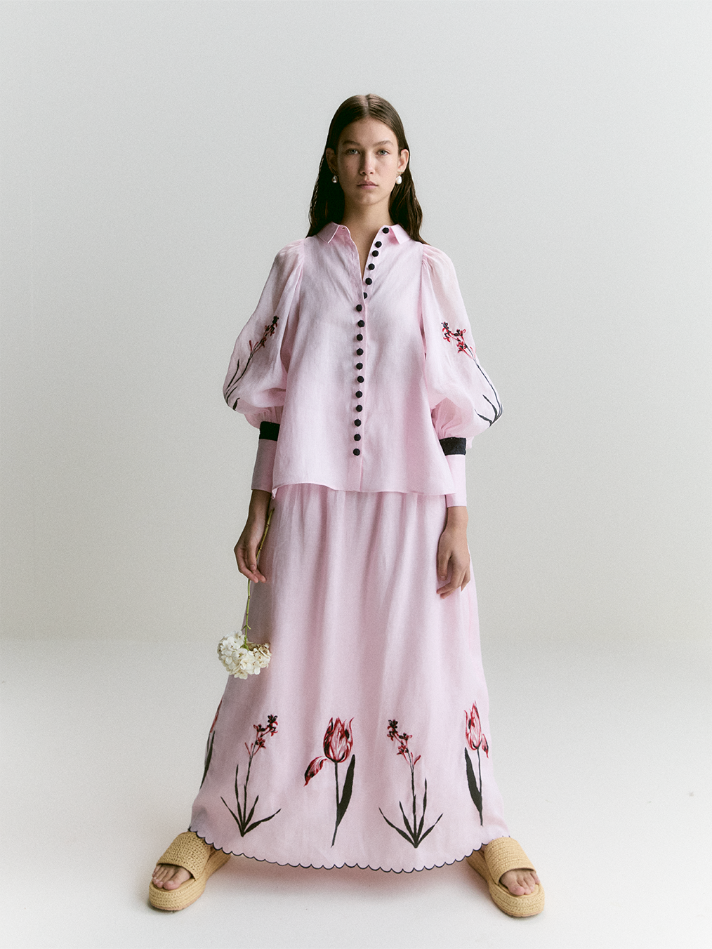 Charlotte Linen Ramie Embroidery Shirt | Blossom