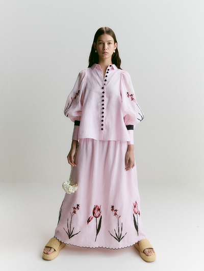 Charlotte Linen Ramie Embroidery Shirt | Blossom
