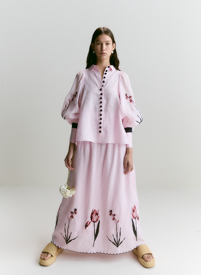 Charlotte Linen Ramie Embroidery Shirt | Blossom