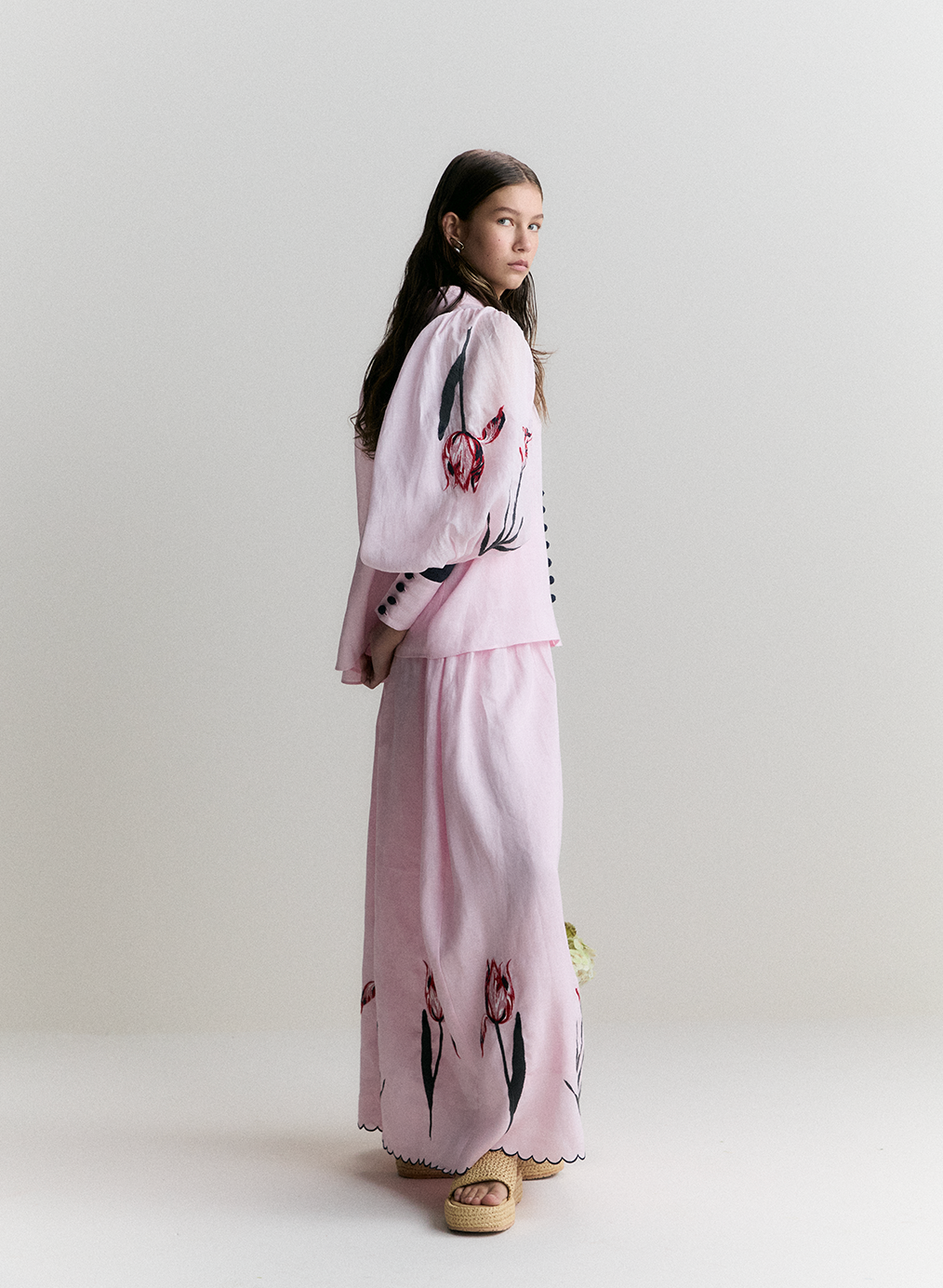 Charlotte Linen Ramie Embroidery Shirt | Blossom
