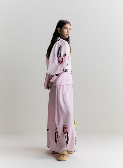 Charlotte Linen Ramie Embroidery Shirt | Blossom