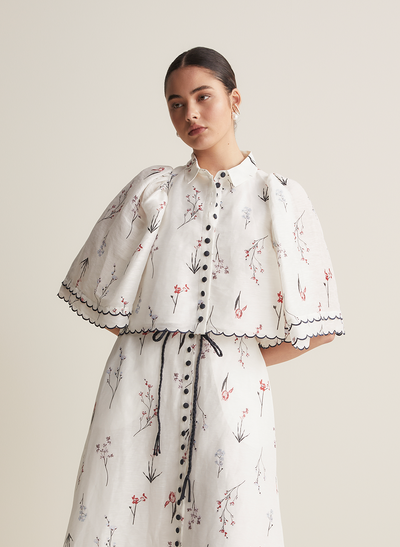 Manon Silk Linen Crop Shirt