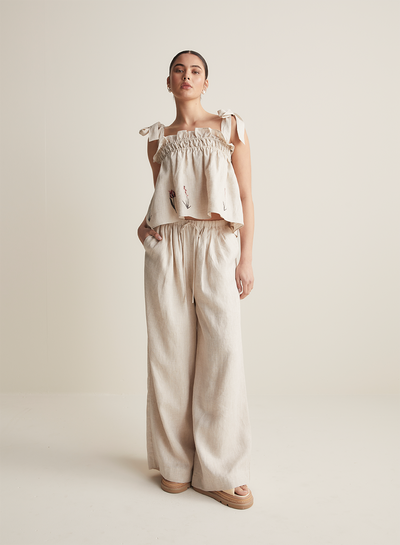 Devon Linen Palazzo Pant | Flax
