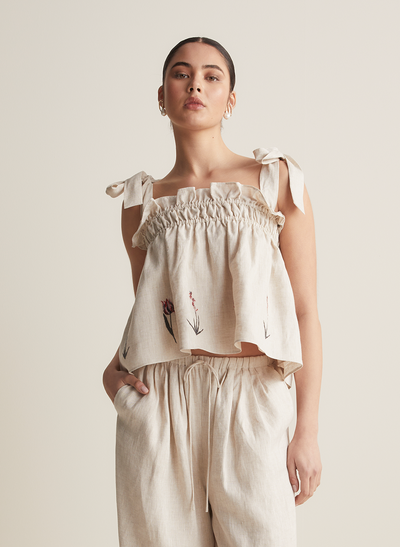 Anaïs Linen Embroidery Top
