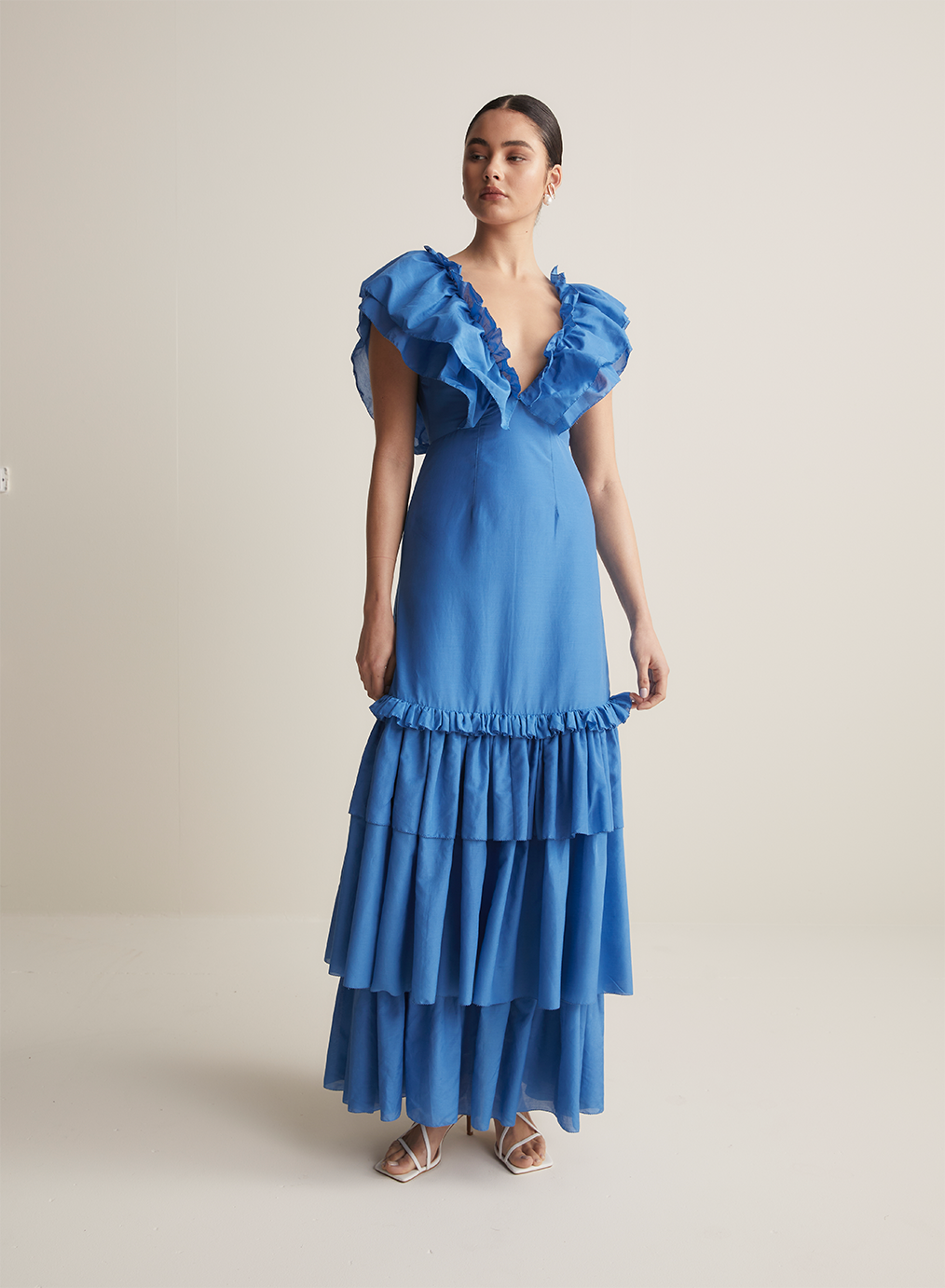 Elodie Silk Cotton Maxi Dress | Cerulean