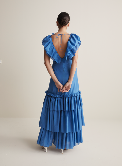 Elodie Silk Cotton Maxi Dress | Cerulean