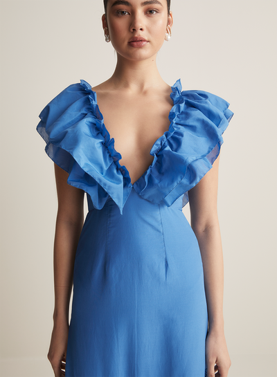 Elodie Silk Cotton Maxi Dress | Cerulean