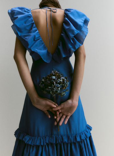 Elodie Silk Cotton Maxi Dress | Cerulean