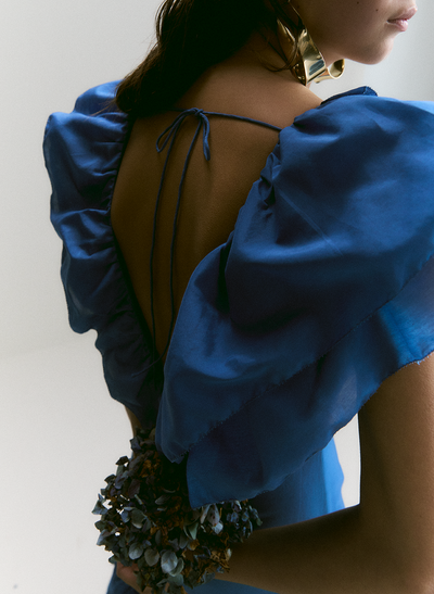 Elodie Silk Cotton Maxi Dress | Cerulean