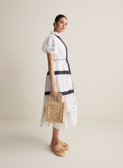 Soleil Linen Ramie Midi Smock Dress