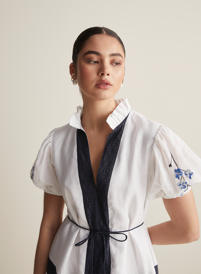Soleil Linen Ramie Midi Smock Dress