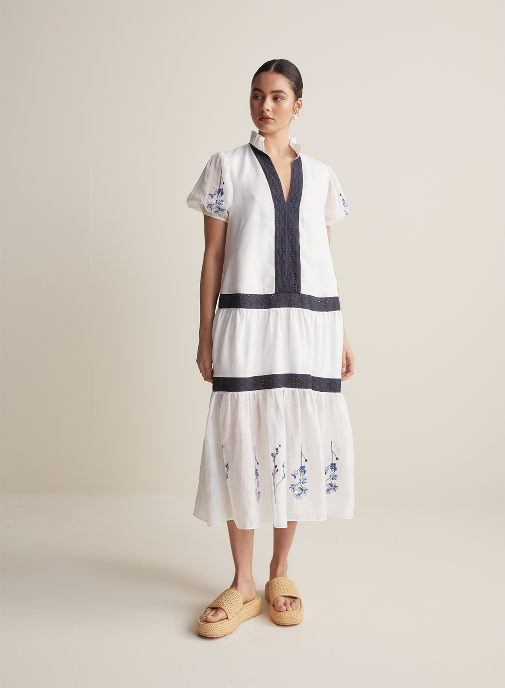 Soleil Linen Ramie Midi Smock Dress