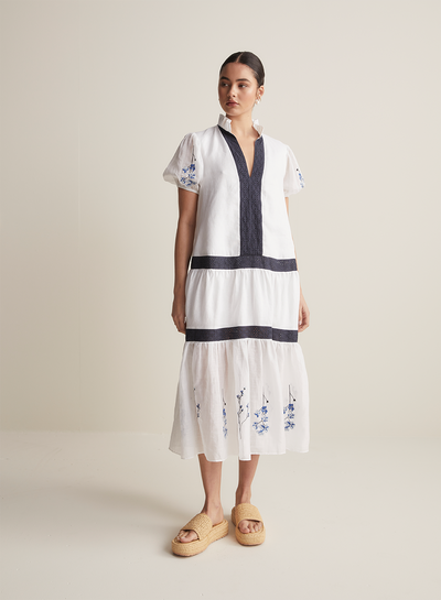 Soleil Linen Ramie Midi Smock Dress