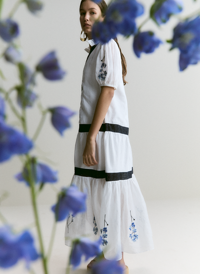 Soleil Linen Ramie Midi Smock Dress
