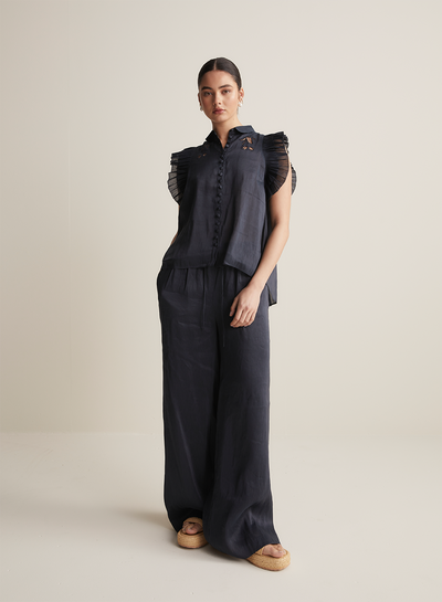 Sophia Silk Linen Pant | Navy