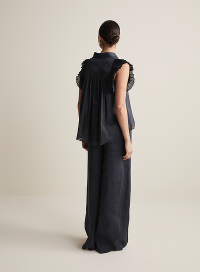 Sophia Silk Linen Pant | Navy
