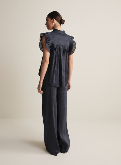 Sophia Silk Linen Pant | Navy