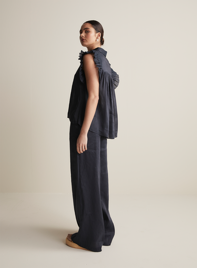 Sophia Silk Linen Pant | Navy