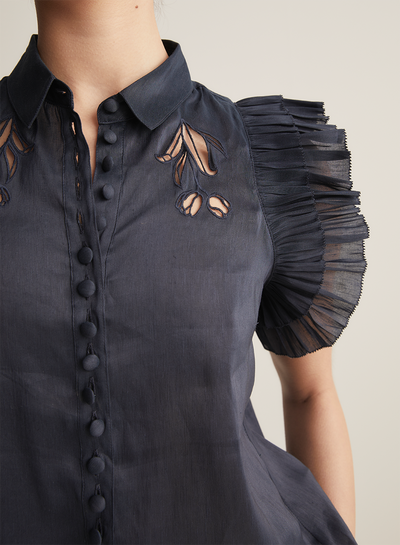 Bernadette Silk Linen Shirt | Navy