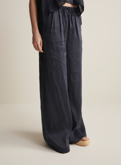 Sophia Silk Linen Pant | Navy