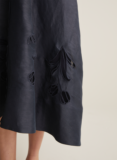 Celine Silk Linen Midi Shirt Dress