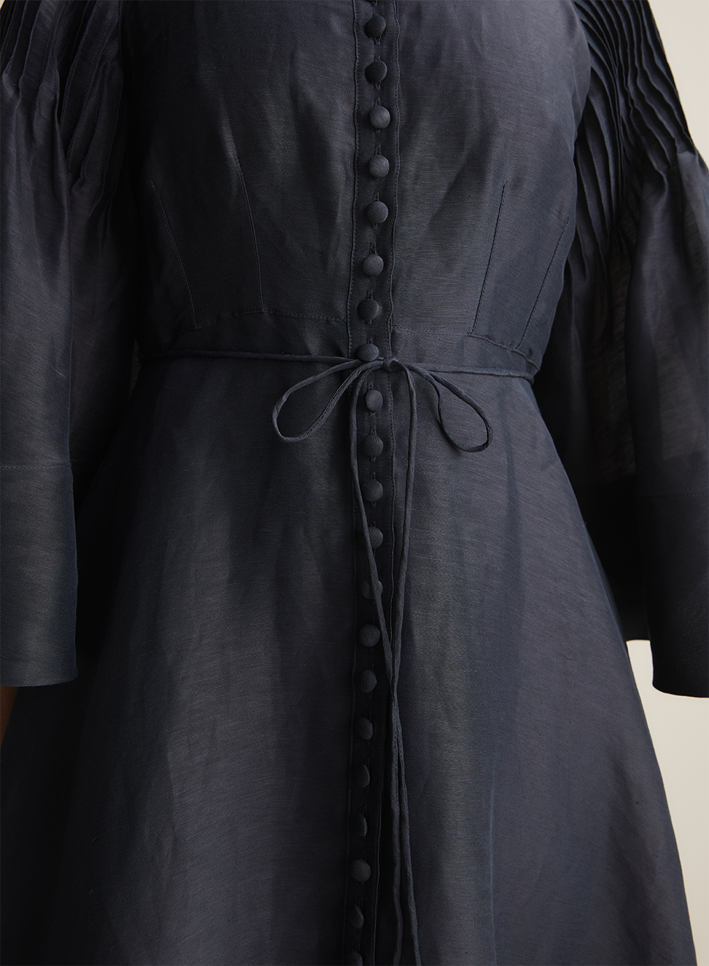 Celine Silk Linen Midi Shirt Dress