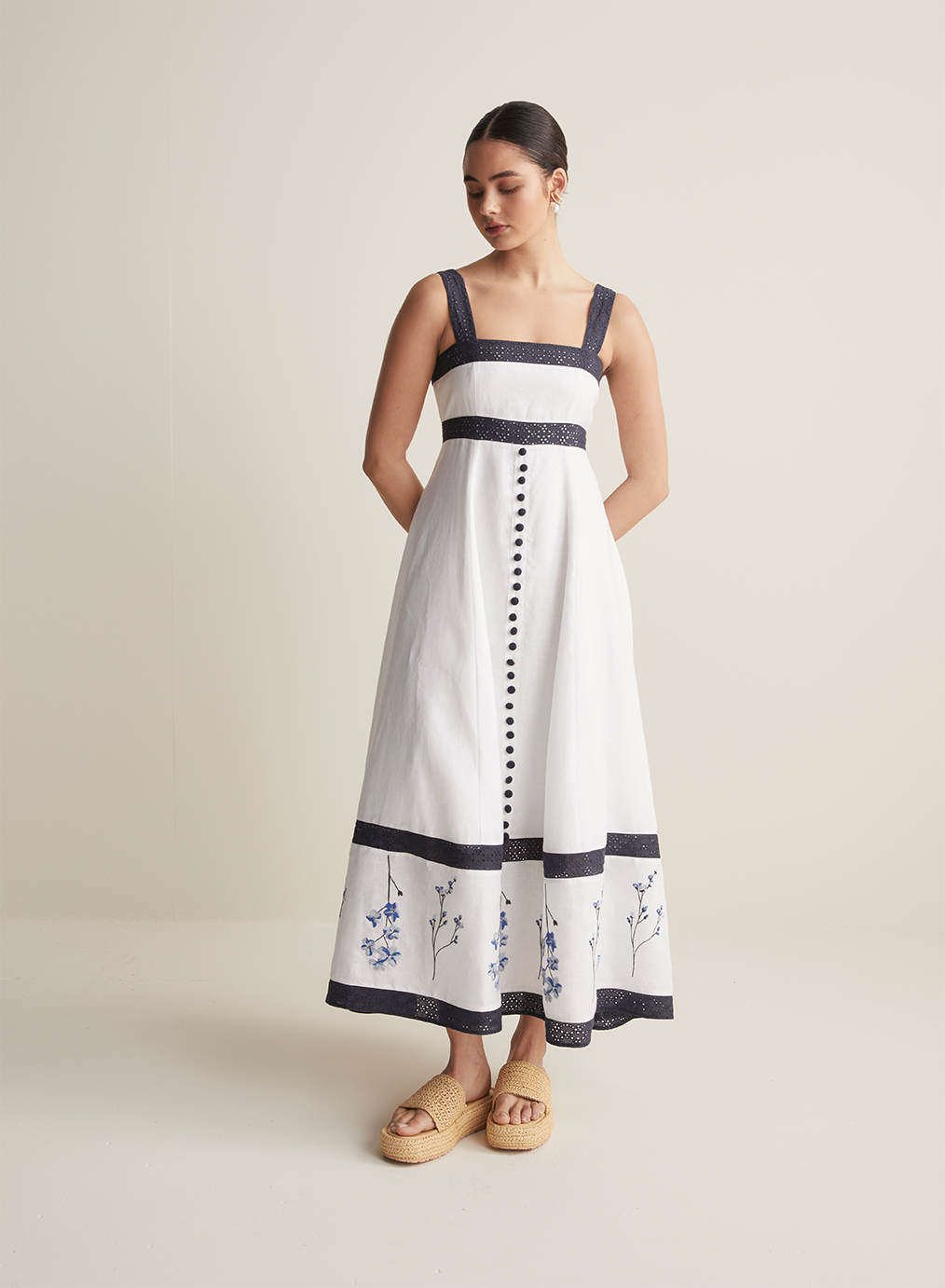 Sabine Linen Ramie Midi Dress