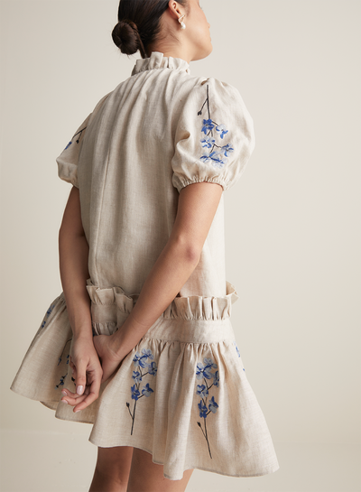 Lucille Linen Ramie Mini Smock Dress