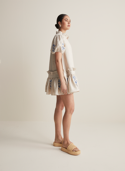 Lucille Linen Ramie Mini Smock Dress