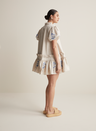 Lucille Linen Ramie Mini Smock Dress