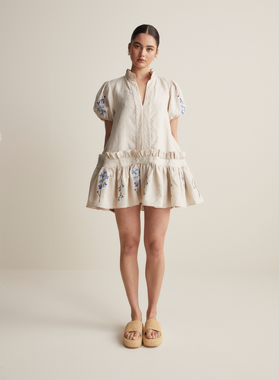 Lucille Linen Ramie Mini Smock Dress