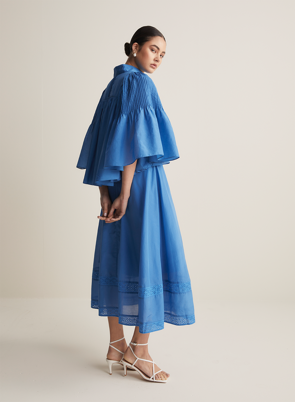 Lorraine Silk Cotton Trapeze Shirt | Cerulean Blue