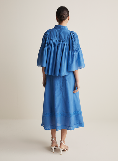 Lorraine Silk Cotton Trapeze Shirt | Cerulean Blue