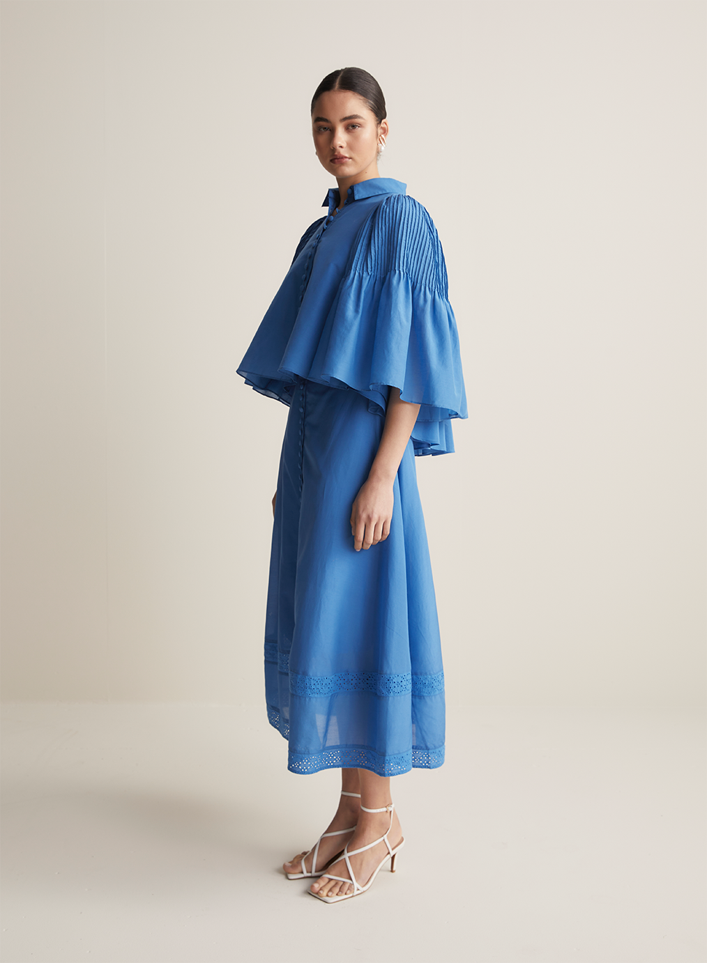 Lorraine Silk Cotton Trapeze Shirt | Cerulean Blue