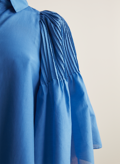 Lorraine Silk Cotton Trapeze Shirt | Cerulean Blue