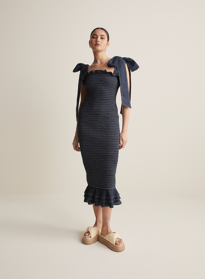 Julianna Midi Shirred Dress